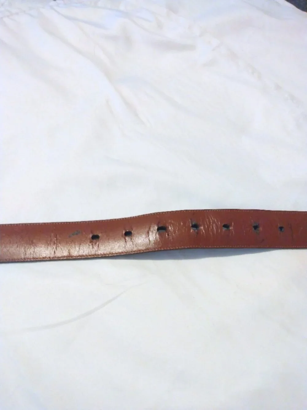 Perry Ellis Portfolio Italian Full Grain Cowhide Leather Belt Size 36 Brown